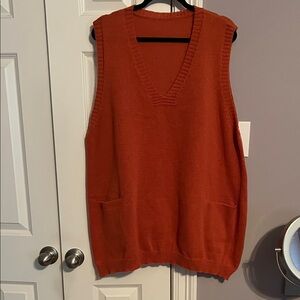 Rust Orange Sleeveless Knit Vest